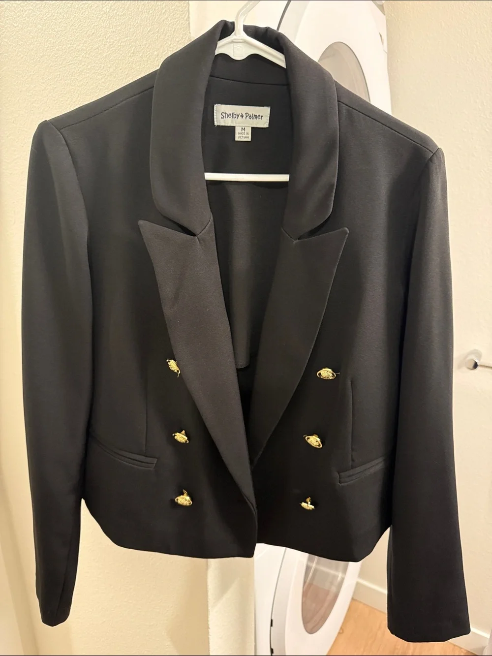 Shelby & Palmer Black Double-Breasted Blazer with Gold Buttons